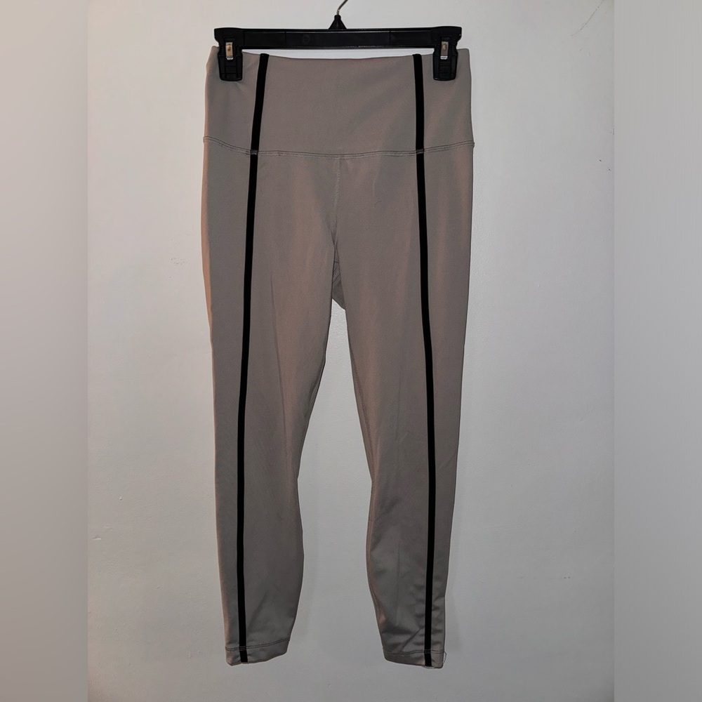 Yogalicious Taupe Leggings with Black Side Stripes